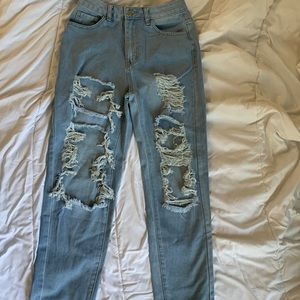 SHEIN Tall Stone Wash Ripped Mom Jeans